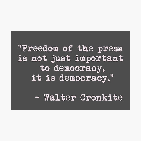 Item preview, Freedom of the press is not just important to democracy, it is democracy. (pink) designed and sold by Thelittlelord.