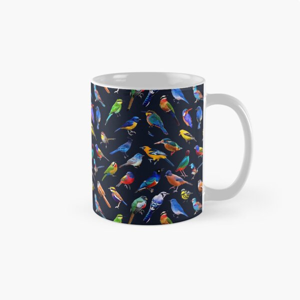 Item preview, Brilliant Birds on dark blue designed and sold by AxeLeon Patterns.