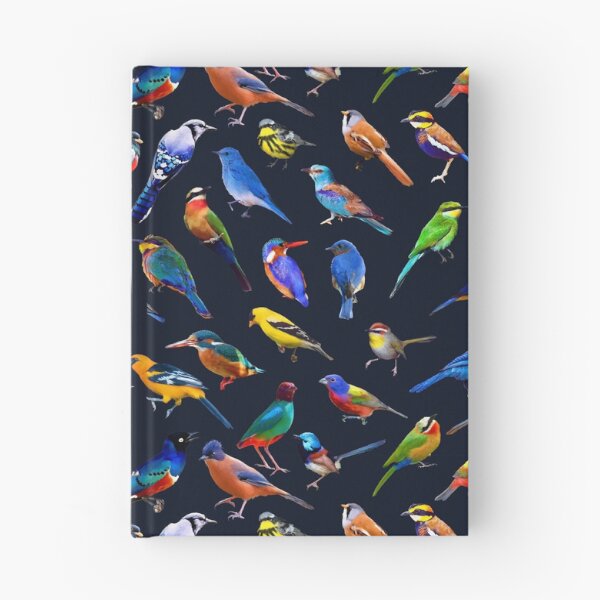 Item preview, Brilliant Birds on dark blue designed and sold by AxeLeon Patterns.