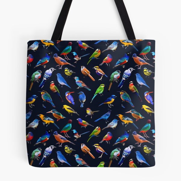 Item preview, Brilliant Birds on dark blue designed and sold by AxeLeon Patterns.