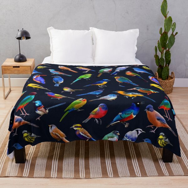 Item preview, Brilliant Birds on dark blue designed and sold by AxeLeon Patterns.