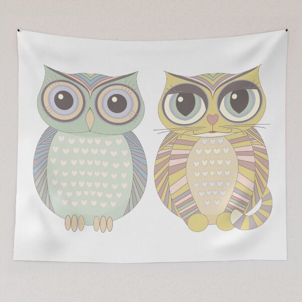 Item preview, Owl Blue & Big-Eyed Cat designed and sold by Jean Gregory Evans.