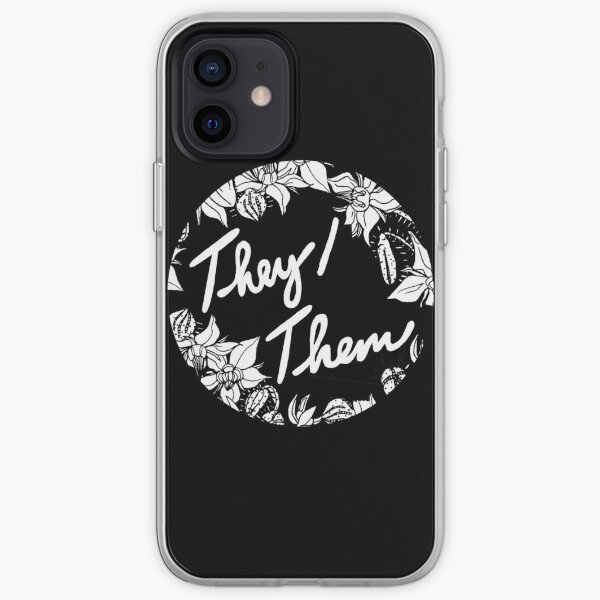they them theirs script floral borage iPhone Soft Case