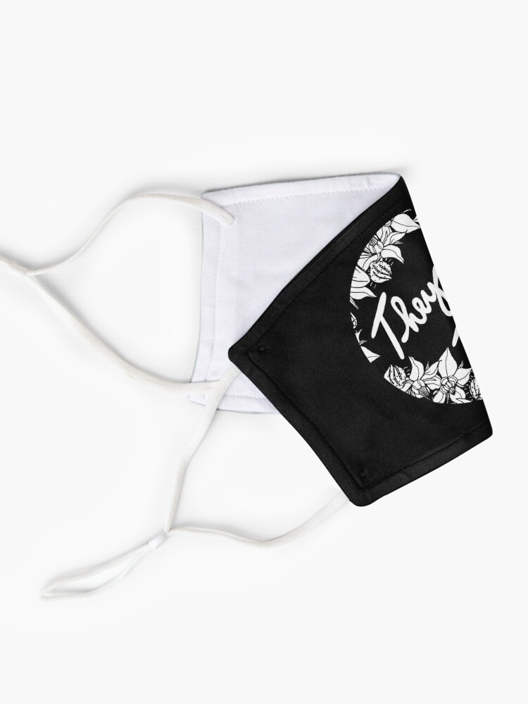 Alternate view of they them theirs script floral borage Mask