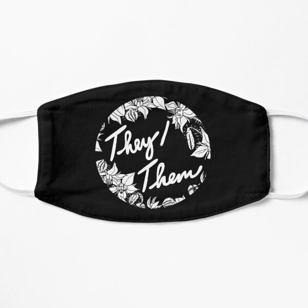 they them theirs script floral borage Flat Mask