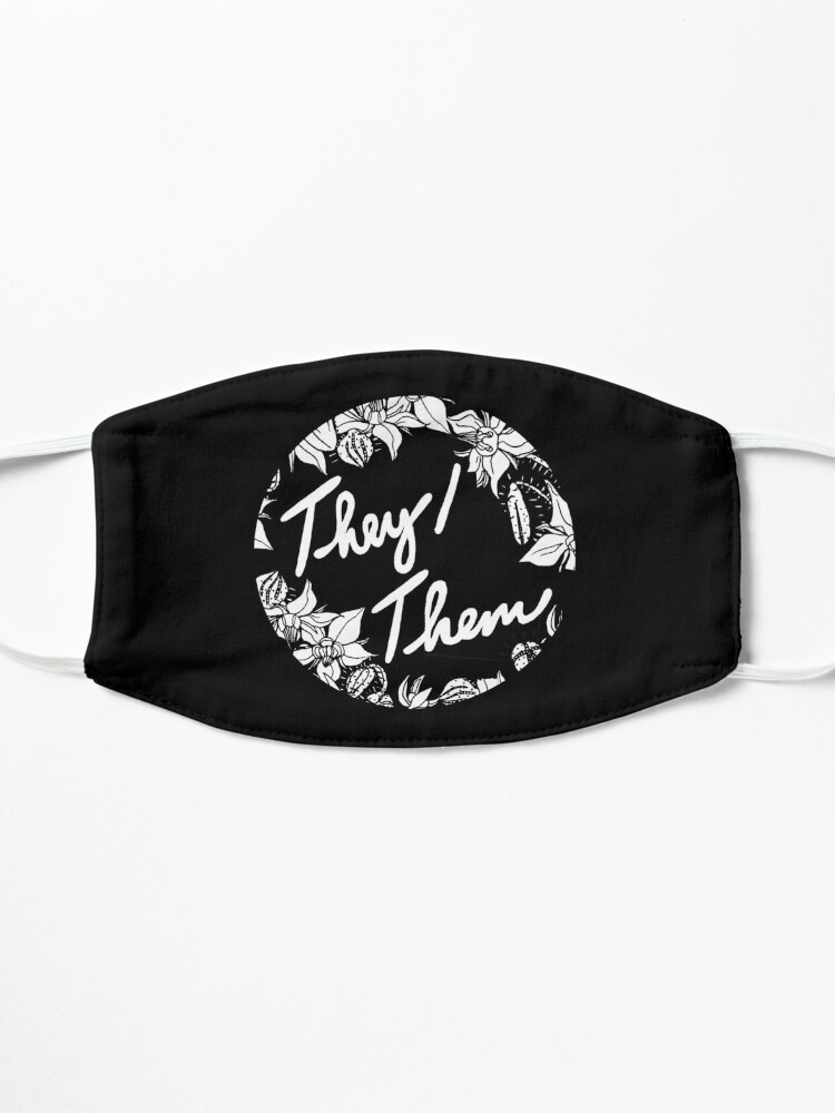 Alternate view of they them theirs script floral borage Mask