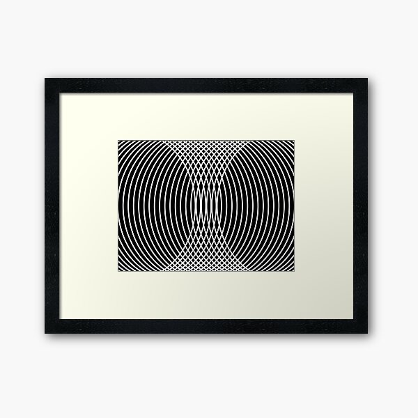 Elegant White Curves on Black Framed Art Print