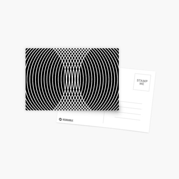 Elegant White Curves on Black Postcard