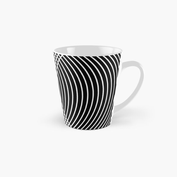 Elegant White Curves on Black Tall Mug