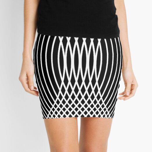 Elegant White Curves on Black Mini Skirt