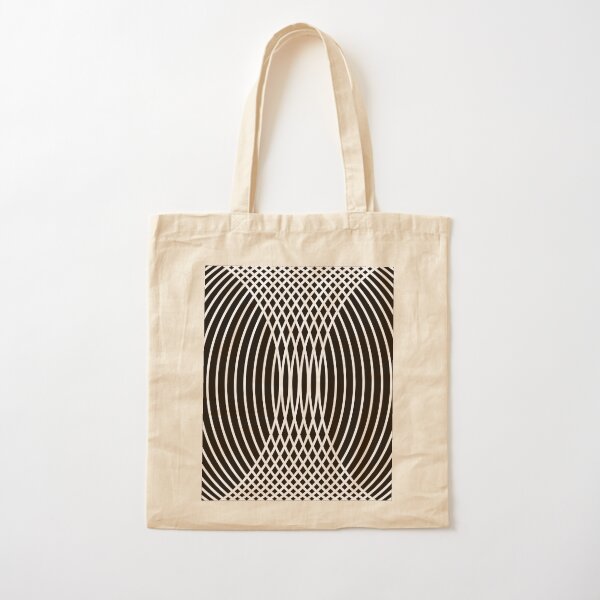 Elegant White Curves on Black Cotton Tote Bag