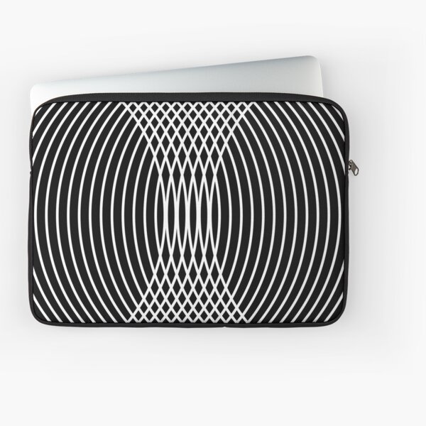 Elegant White Curves on Black Laptop Sleeve