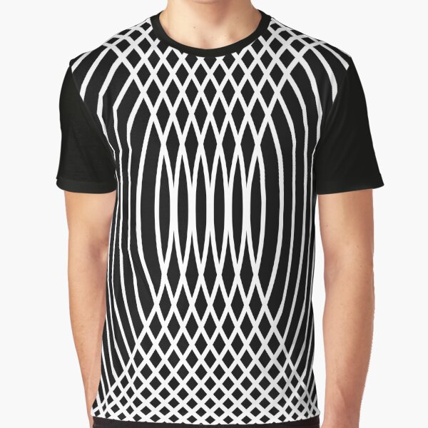 Elegant White Curves on Black Graphic T-Shirt