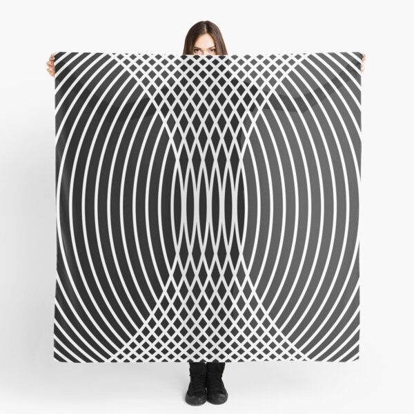 Elegant White Curves on Black Scarf