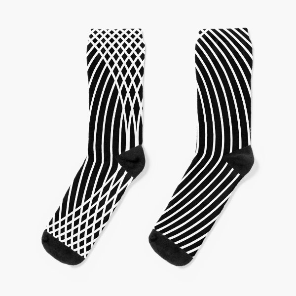 Elegant White Curves on Black Socks