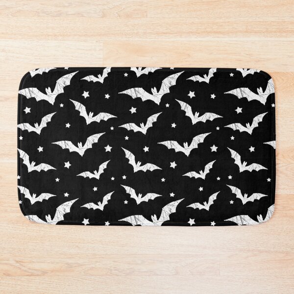 ROMWE Goth 1pc Bat Pattern Door Mat,Funky Washable Bath Mat