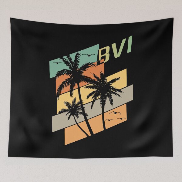 Item preview, BVI Retro Seagulls & Palm Trees Souvenir British Virgin Islands Design designed and sold by KoolMoDee.