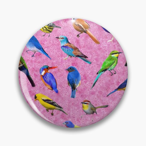 Item preview, Brilliant Birds II on Pink Cherry Blossoms  designed and sold by AxeLeon Patterns.