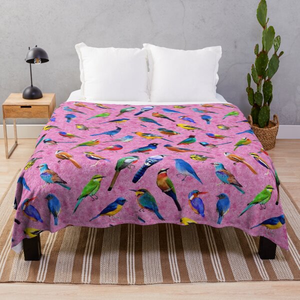 Item preview, Brilliant Birds II on Pink Cherry Blossoms  designed and sold by AxeLeon Patterns.