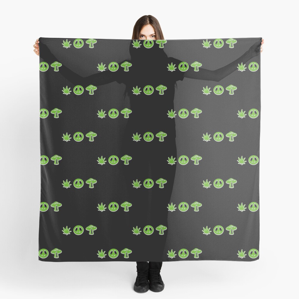 Marijuana Peace Mushrooms Scarf