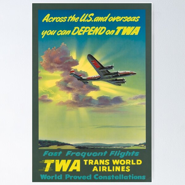 Item preview, Fast Frequent Flights vintage travel poster designed and sold by stickart-marek.