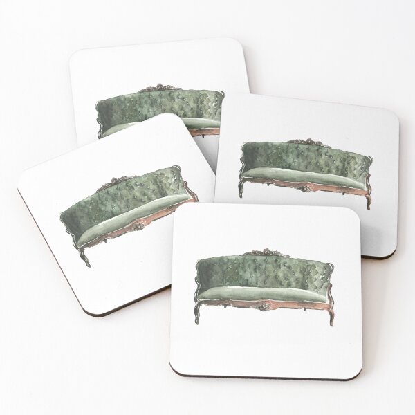 Item preview, Vintage green sofa made by watercolour  designed and sold by xeniialunina.
