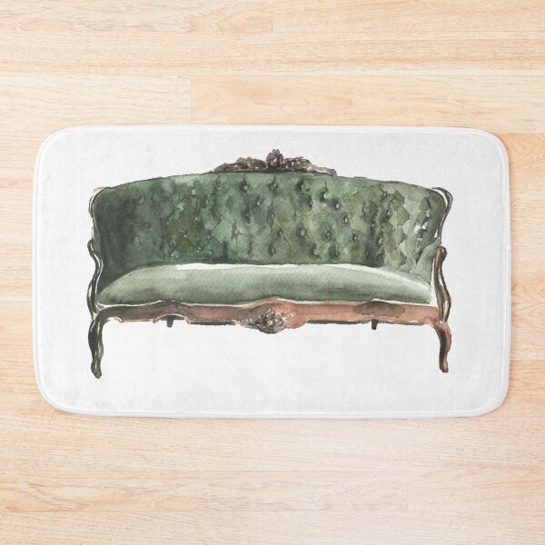 Item preview, Vintage green sofa made by watercolour  designed and sold by xeniialunina.
