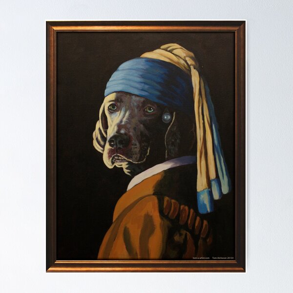 Item preview, WEIMARANER WITH PEARL EARRING designed and sold by tomAartist.
