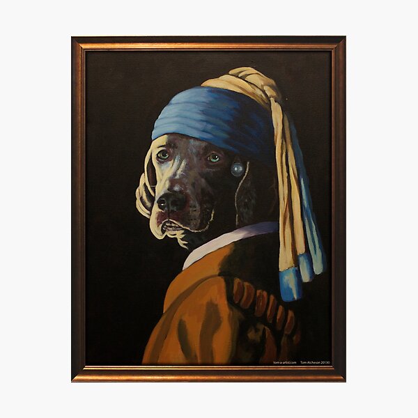 Item preview, WEIMARANER WITH PEARL EARRING designed and sold by tomAartist.