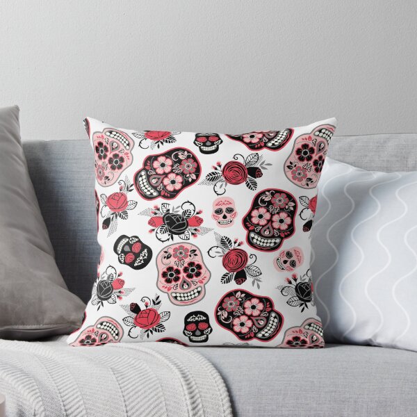 Item preview, Day of the Dead Sugar Skull Pink and Red Pattern designed and sold by Mexikawaii.