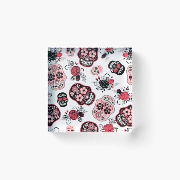 Item preview, Day of the Dead Sugar Skull Pink and Red Pattern designed and sold by Mexikawaii.