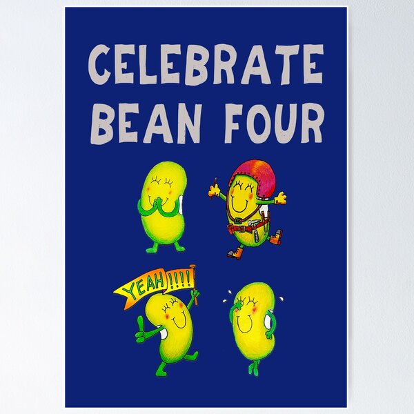 Item preview, Happy 4th Birthday card - Celebrate Bean Four designed and sold by Justbeanhappy.