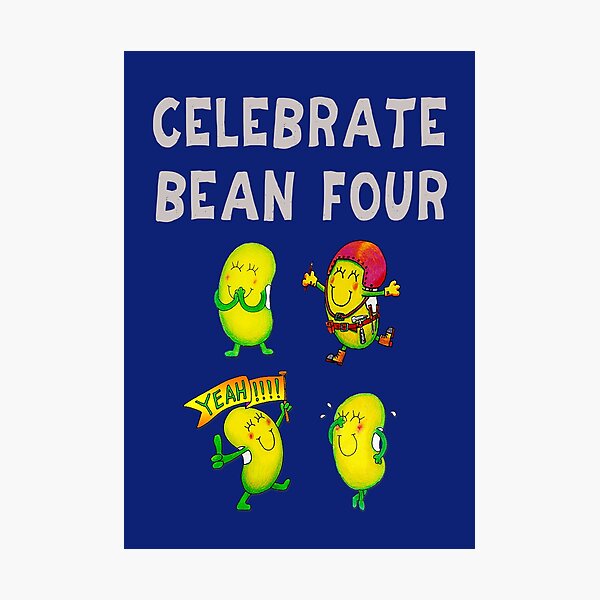 Item preview, Happy 4th Birthday card - Celebrate Bean Four designed and sold by Justbeanhappy.