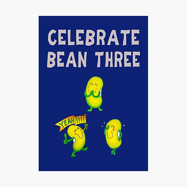 Item preview, Happy 3rd Birthday card - Celebrate Bean Three designed and sold by Justbeanhappy.