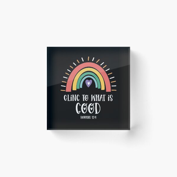 Artikelvorschau, Boho Rainbow Bible Verses klammert sich an das, was gut ist Römer 12: 9 entworfen und verkauft von brightandbold.