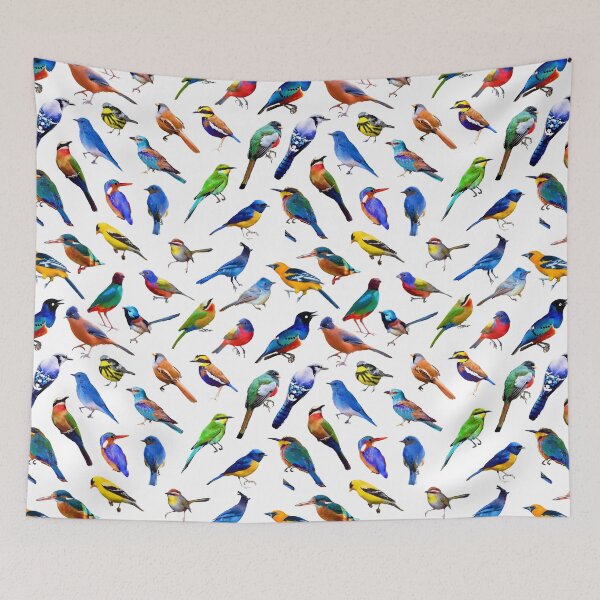 Item preview, Brilliant Birds II on White Background designed and sold by AxeLeon Patterns.