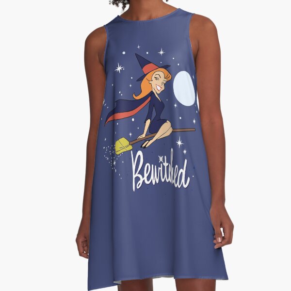 Bewitched Broom Shirt, Sticker, Mask A-Line Dress