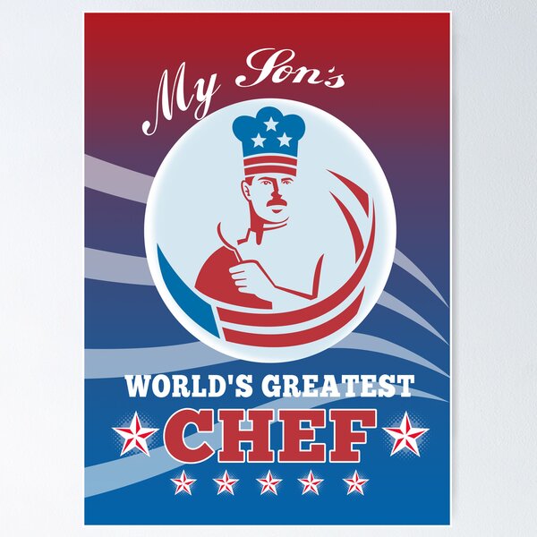 Item preview, World's Greatest Son Chef Greeting Card Poster designed and sold by patrimonio.