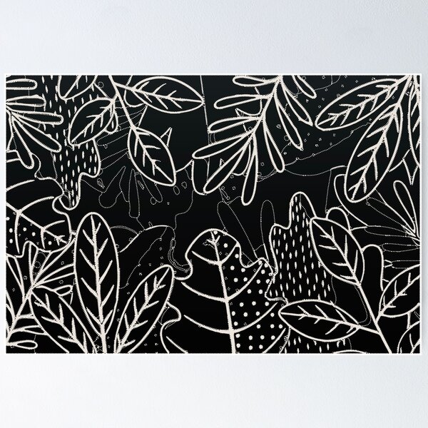 Item preview, Summer Tropical Black Floral Print designed and sold by Rafa_Borroto  -.
