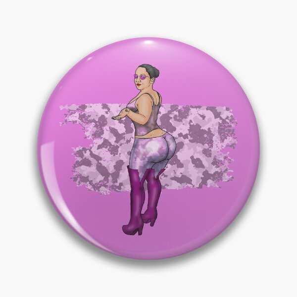 Item preview, Pink camouflage fetish girl pin-up designed and sold by PinUpsandPulp.
