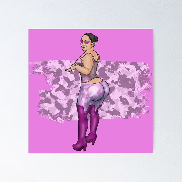 Item preview, Pink camouflage fetish girl pin-up designed and sold by PinUpsandPulp.