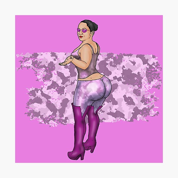 Item preview, Pink camouflage fetish girl pin-up designed and sold by PinUpsandPulp.