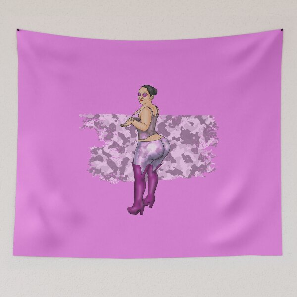 Item preview, Pink camouflage fetish girl pin-up designed and sold by PinUpsandPulp.