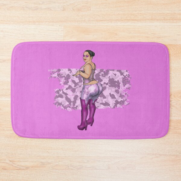Item preview, Pink camouflage fetish girl pin-up designed and sold by PinUpsandPulp.