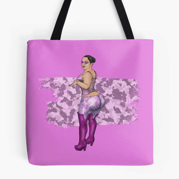 Item preview, Pink camouflage fetish girl pin-up designed and sold by PinUpsandPulp.