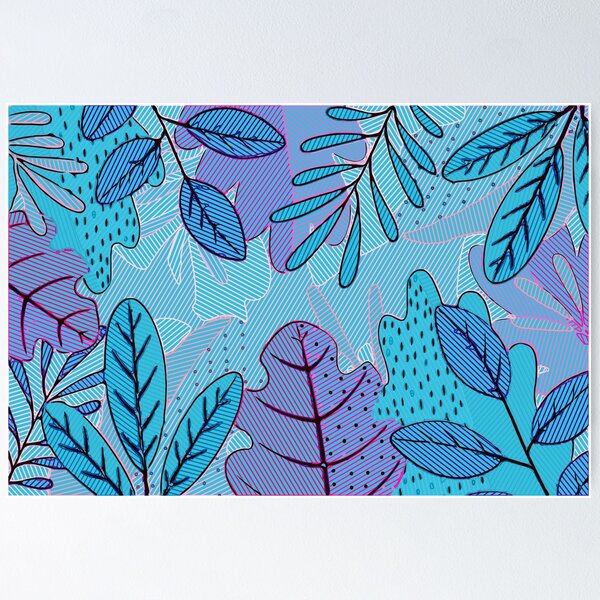 Item preview, Summer Tropical Blue Floral Print designed and sold by Rafa_Borroto  -.