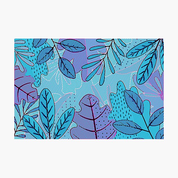 Aperçu de l'œuvre Imprimé floral bleu tropical d'été créée et vendue par Rafa_Borroto  -.
