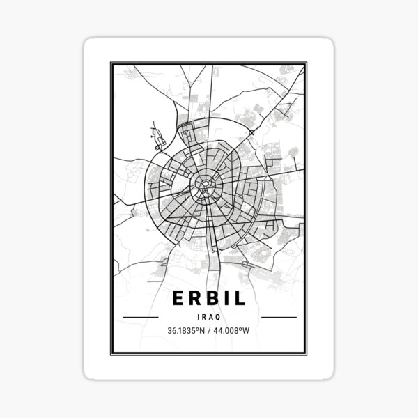 Erbil Map Print, Erbil Map Poster, Erbil Map Wall Art, Erbil City Map, Map Of Erbil, Erbil Map Art Sticker