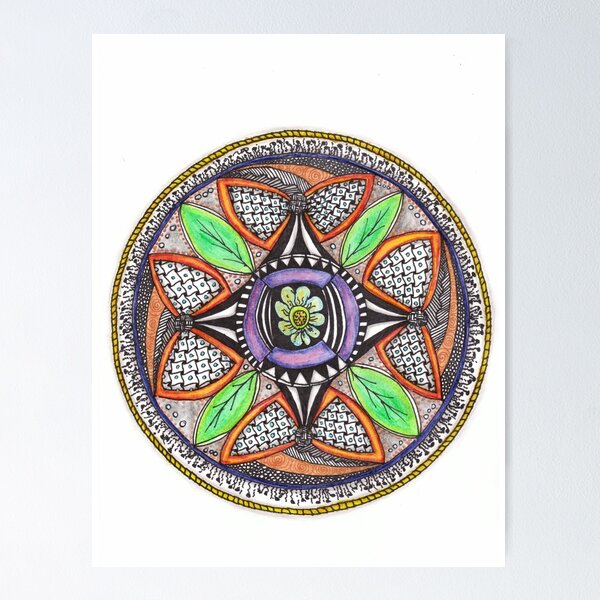 Artikelvorschau, Mandala mit Blättern entworfen und verkauft von Donna Norton.