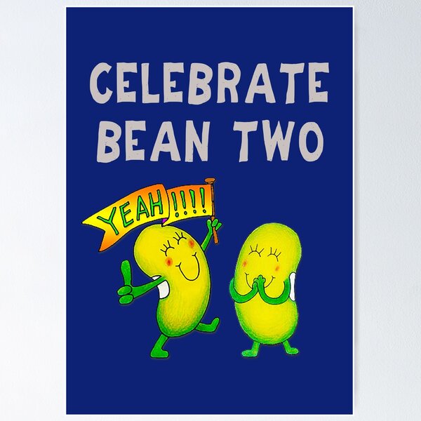 Item preview, Happy 2nd Birthday card - Celebrate Bean Two designed and sold by Justbeanhappy.